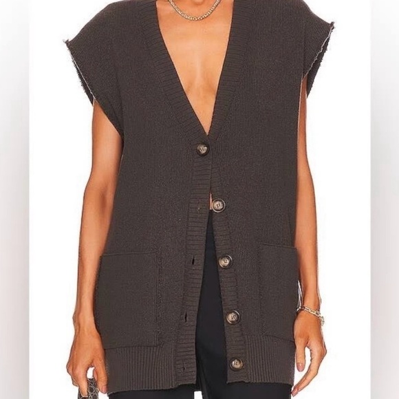 NWT Free People Oakleigh Rib Vest in Charcoal size small reg $98 - Picture 4 of 14